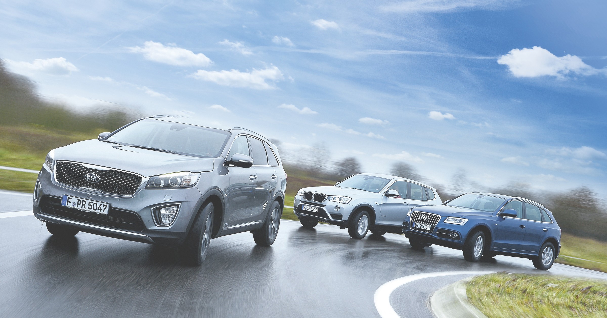Kia Sorento kontra BMW X3 i Audi Q5 - Kia depta po piętach Audi i BMW