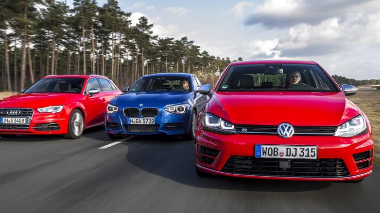 Superkompakty: Audi S3 Sportback Quattro, BMW M135i xDrive, VW Golf R 4Motion | Porównanie
