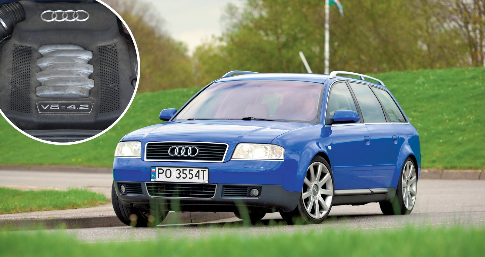 Audi A6 4.2 C5: stały napęd 4x4 to świetne uzupełnienie mocnego silnika V8. Dobre zawieszenie, trochę brakuje precyzji podczas jazdy na wprost. 
Silnik Audi ma 5 zaworów na cylinder, kanały dolotowe o regulowanej długości i zmianę faz rozrządu.
