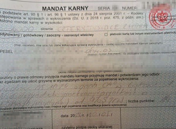 Policjanci złapali go na ul. Kaczyńskich. Dostał 4 tys. zł mandatu