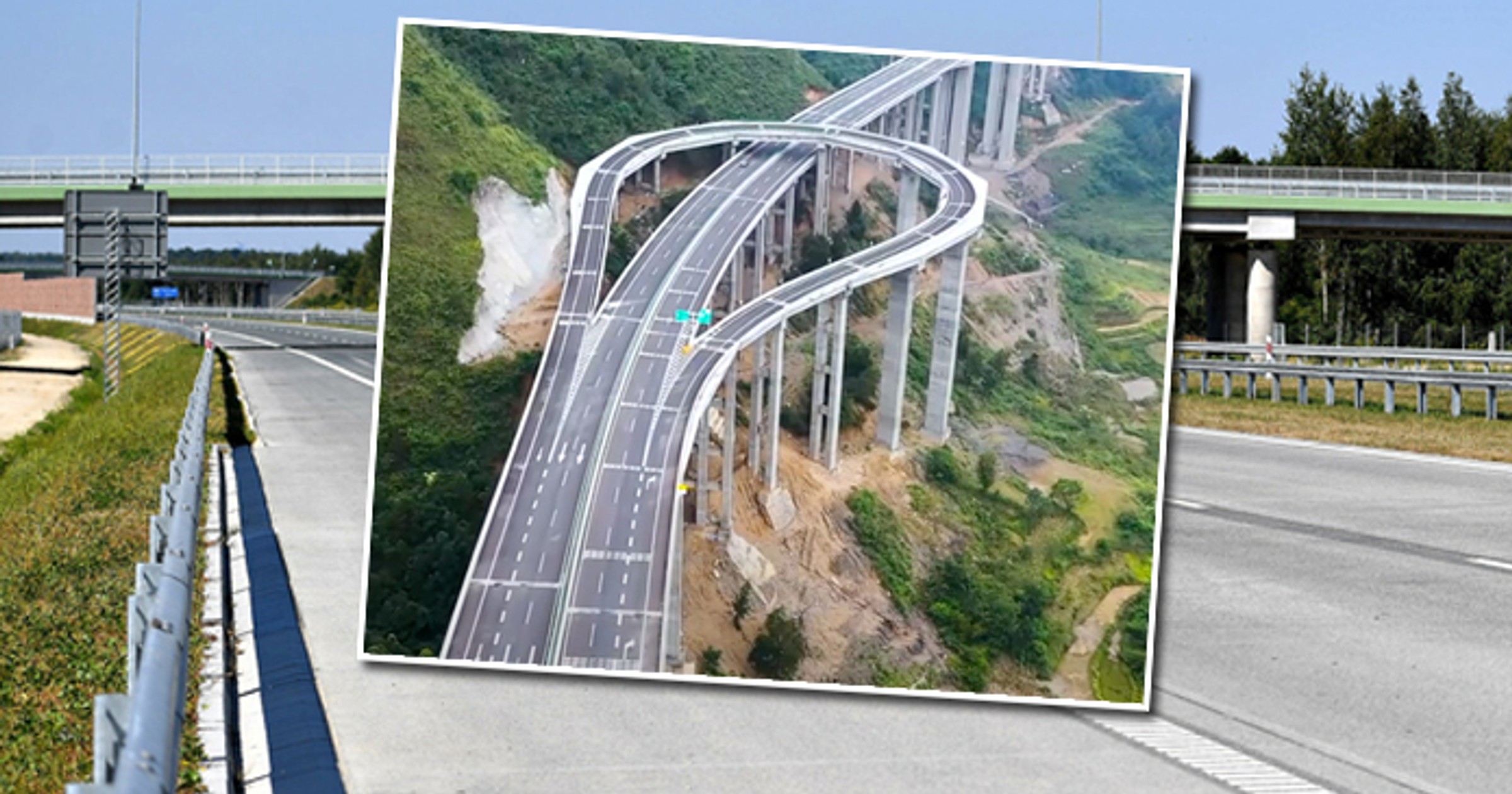 Dziwny wiadukt na autostradzie w Chinach