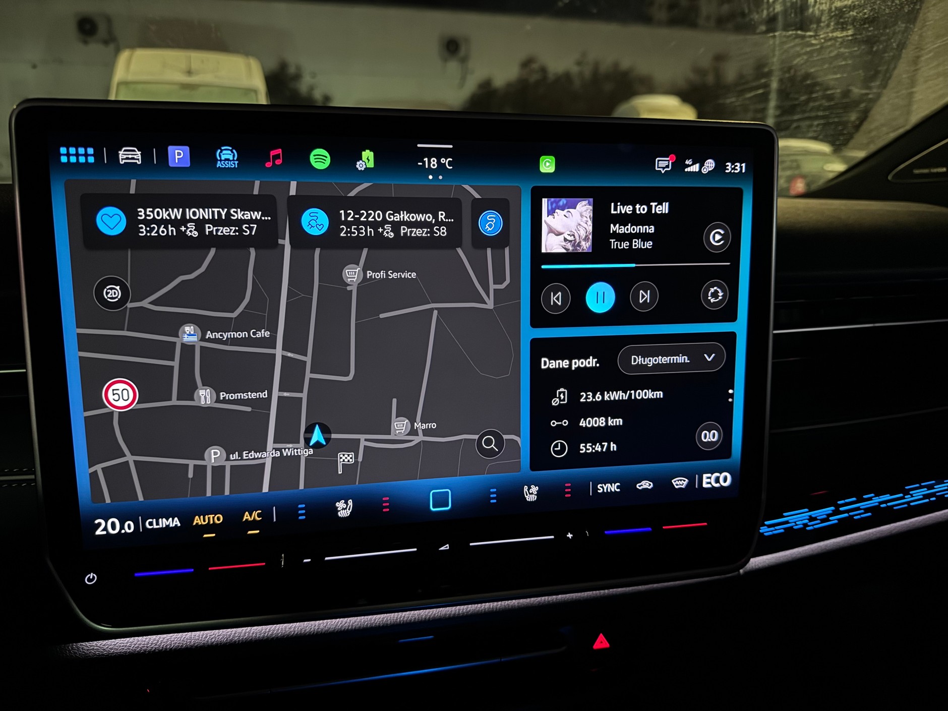 Zużycie energii w Volkswagenie ID.7 po pokonaniu całej trasy