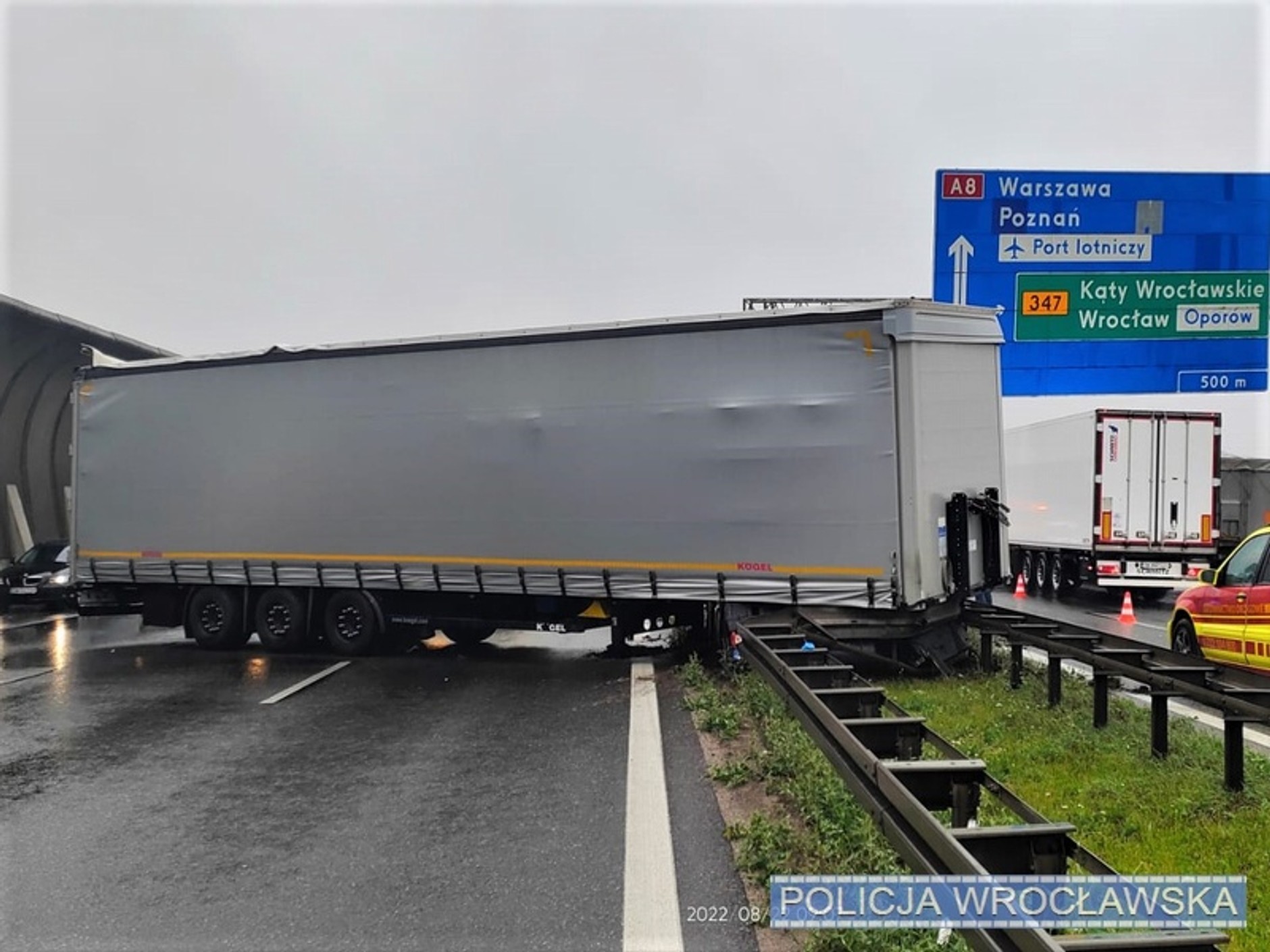 W kolizji pod Wrocławiem uczestniczyły dwa ciężarowe DAF-y