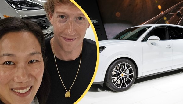 Mark Zuckerberg i jego żona Priscillą (oboje w kółku) pochwalili się, czym jeżdżą. Mają dostosowany indywidualnie model Porsche Cayenne  (Screen: Instagram/zuck)