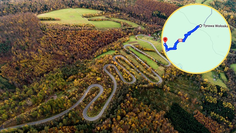 To na Trasie Karpackiej leży najbardziej kręta droga w Polsce (Screen: Google Maps)