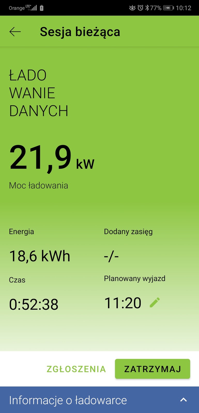Renault ZOE R135 Intens: za pomocą aplikacji dostawcy energii można na bieżąco sprawdzać tempo ładowania baterii