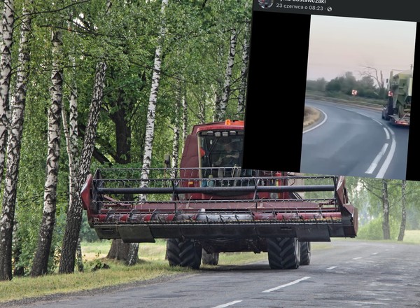 Seatem ciągnął... przyczepę z kombajnem. Na publicznej drodze!