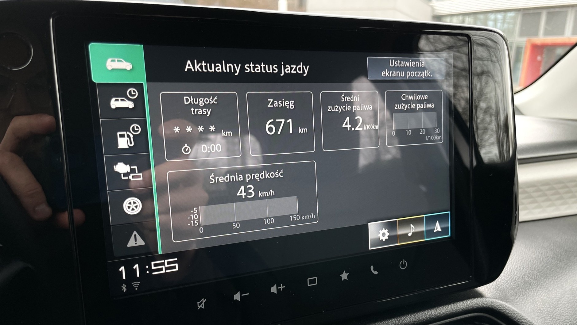 Zasięg pokazywany przez komputer pokładowy w Suzuki Swift 1.2 SHVS
