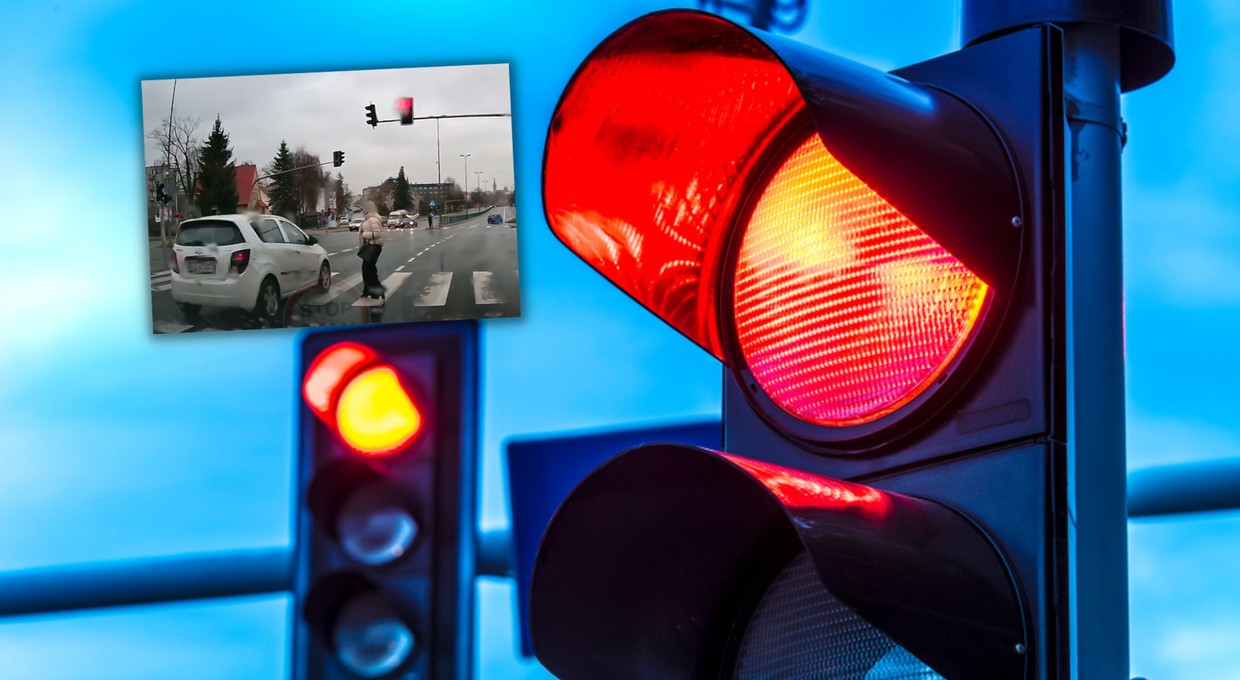 Minął pieszą "o grubość kartki". Potem staranował inne auto [WIDEO]