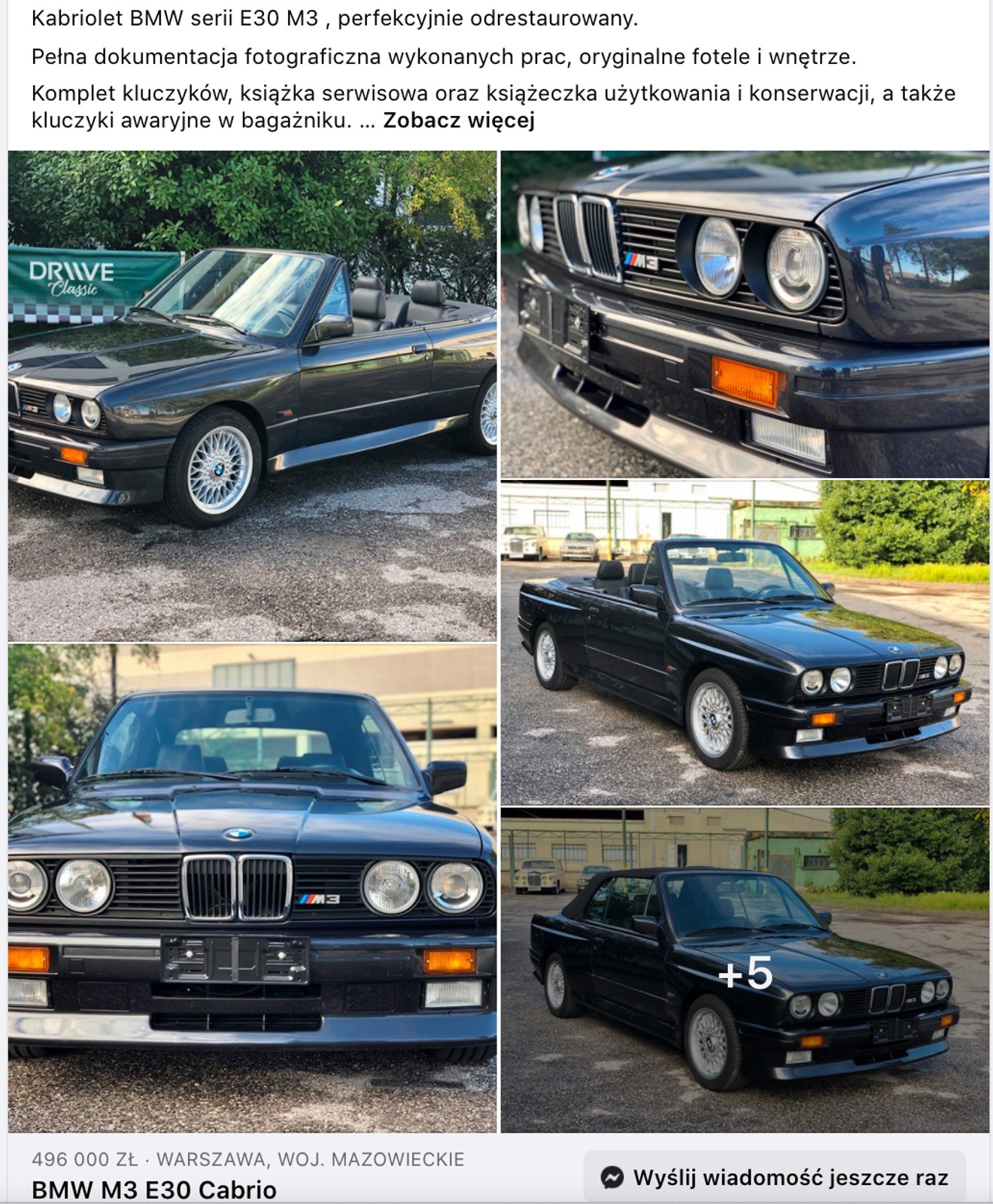BMW E30 M3 za niemal pół miliona złotych!