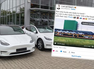 Tesla wysłała gigantyczną dostawę samochodów. Ten pociąg się nie kończy [WIDEO]