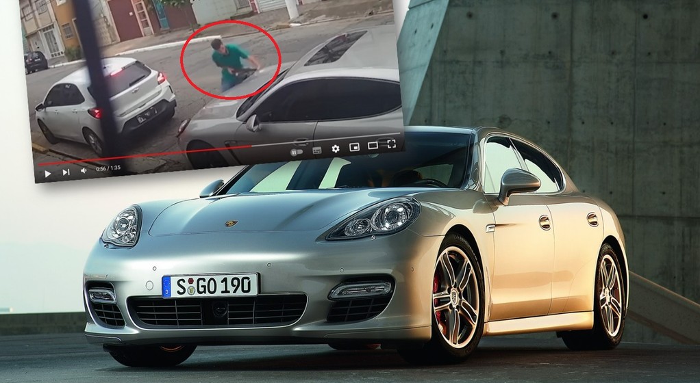 Błyskawiczna kradzież reflektorów z Porsche Panamery