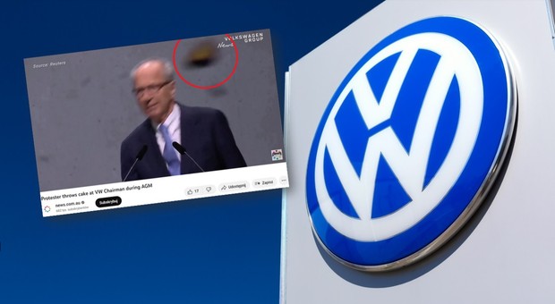 Ekolodzy zaatakowali w siedzibie Volkswagena. Dyrektor uchyla się w ostatniej chwili [WIDEO]