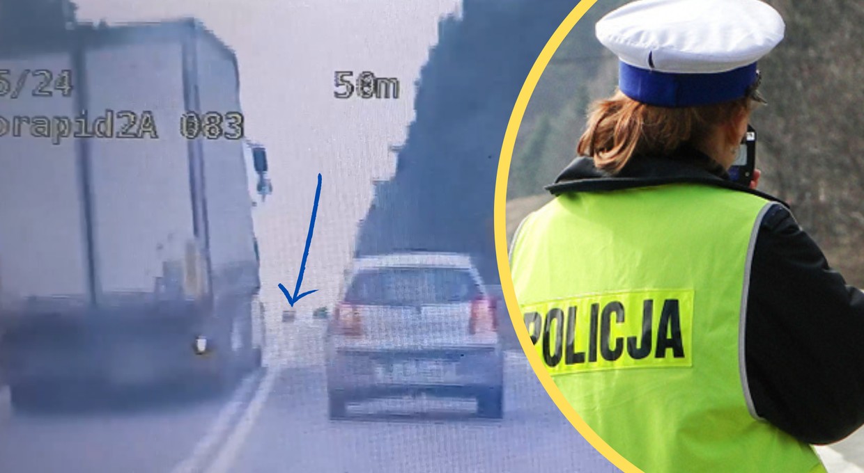 Ciężarówka "szła" na czołówkę z osobówką. Policja ujawniła nagranie