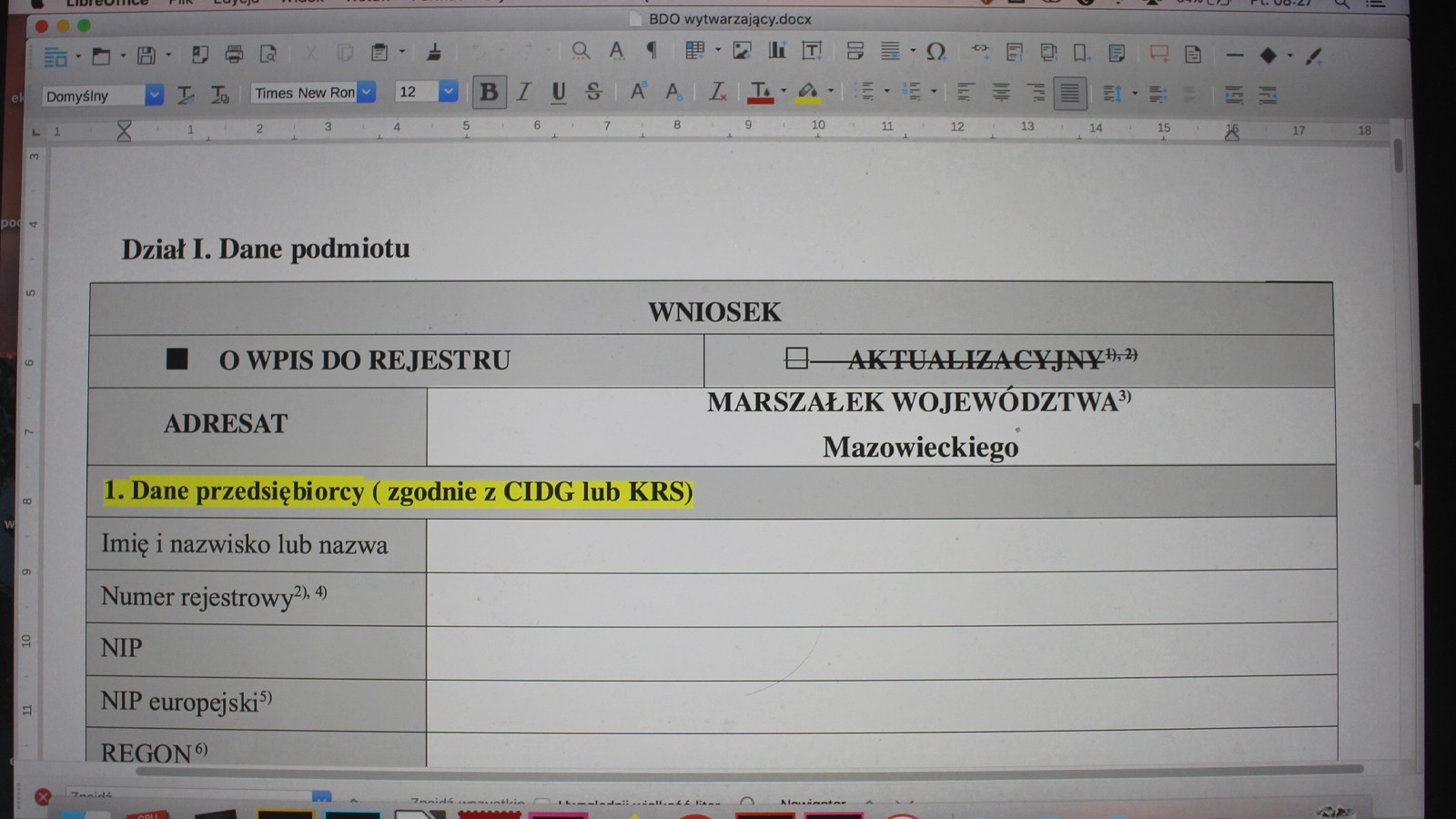 Najprościej uzyskać wpis do rejestru BDO, mając niewielką firmę nie potrzebującą pozwolenia na wytwarzanie odpadów.
