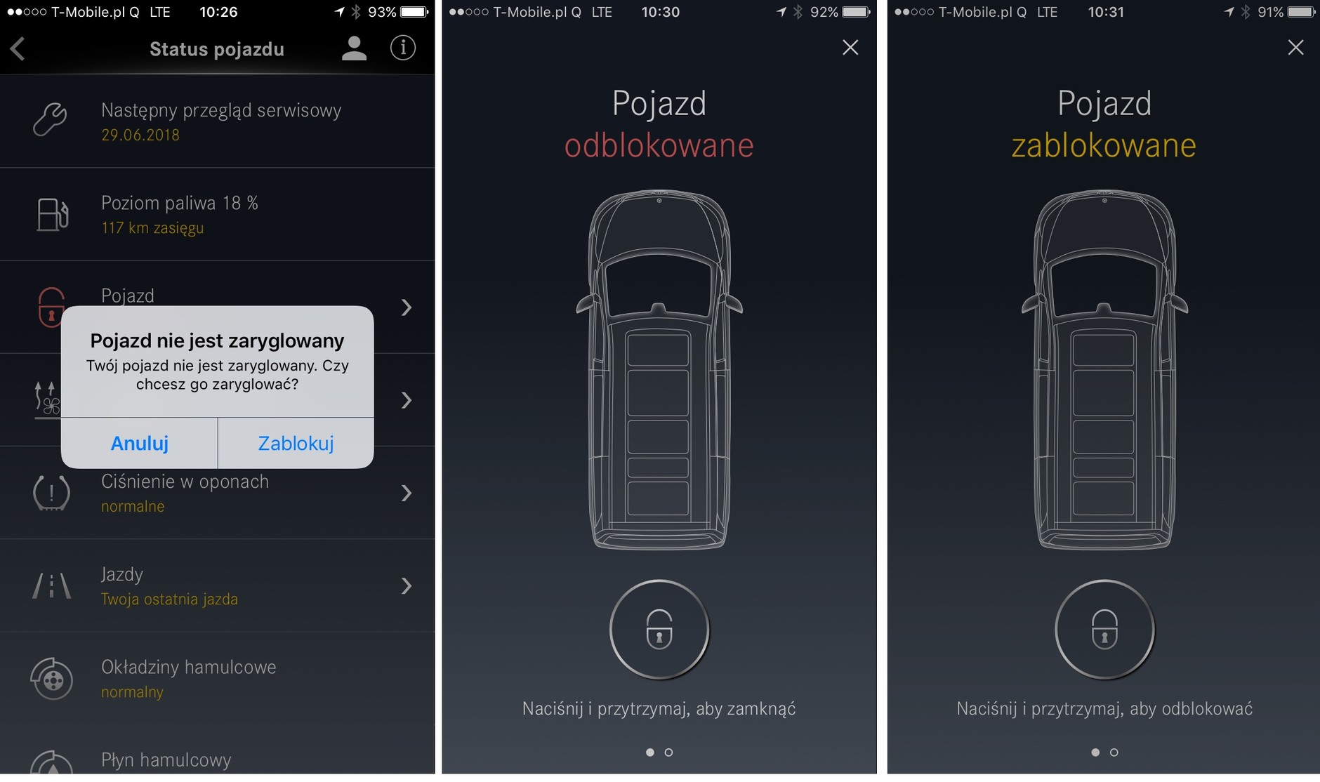 MercedesMe blokowanie zamków