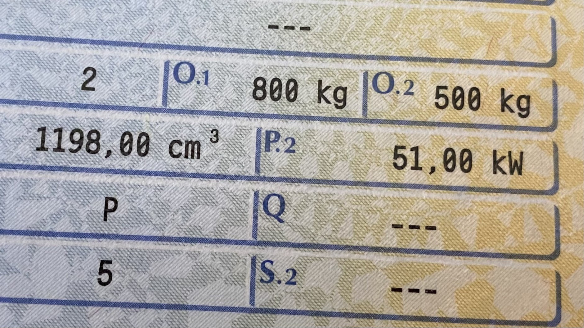 Pola O.1 i O.2 w dowodzie rejestracyjnym opisują, czy auto może mieć hak i jaką przyczepę może ciągnąć