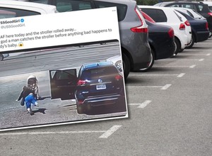 Wózek dziecięcy toczył się w stronę jezdni. Dramatyczne sceny zarejestrował monitoring