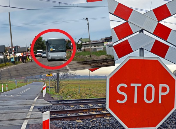 Kierowca autobusu z dziećmi chciał minąć zapory. Chwilę potem nadjechał pociąg