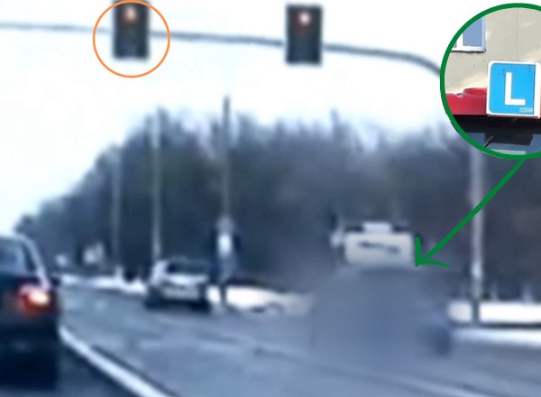 Nauka jazdy "na późnym żółtym". Instruktor słono za to zapłacił [WIDEO]