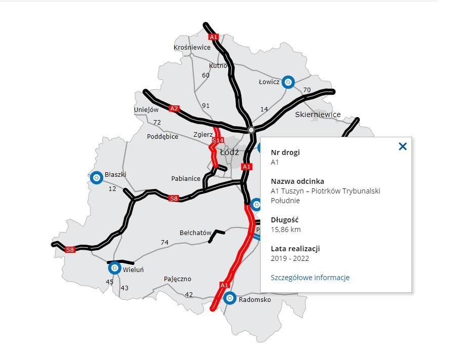 A1 Tuszyn - Piotrków Trybunalski
