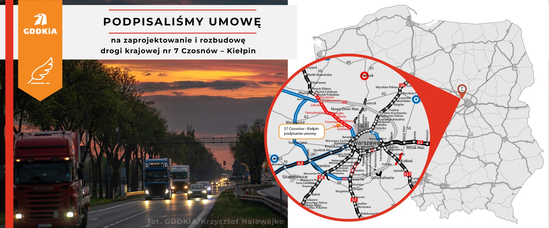 S7 Czosnów - Kiełpin - podpisanie umowy