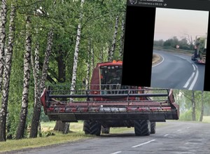 Seatem ciągnął... przyczepę z kombajnem. Na publicznej drodze!