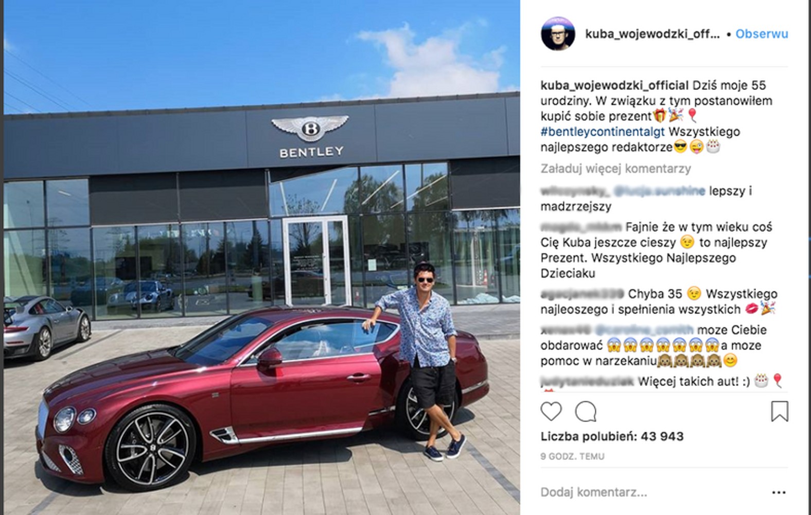 Kuba Wojewódzki ma nowy samochód
