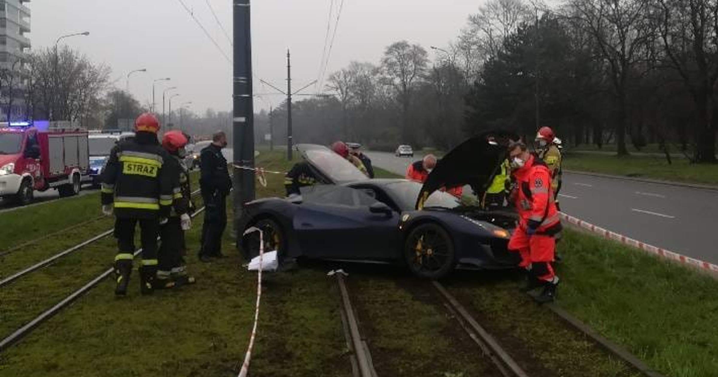 Rozbite Ferrari w Łodzi