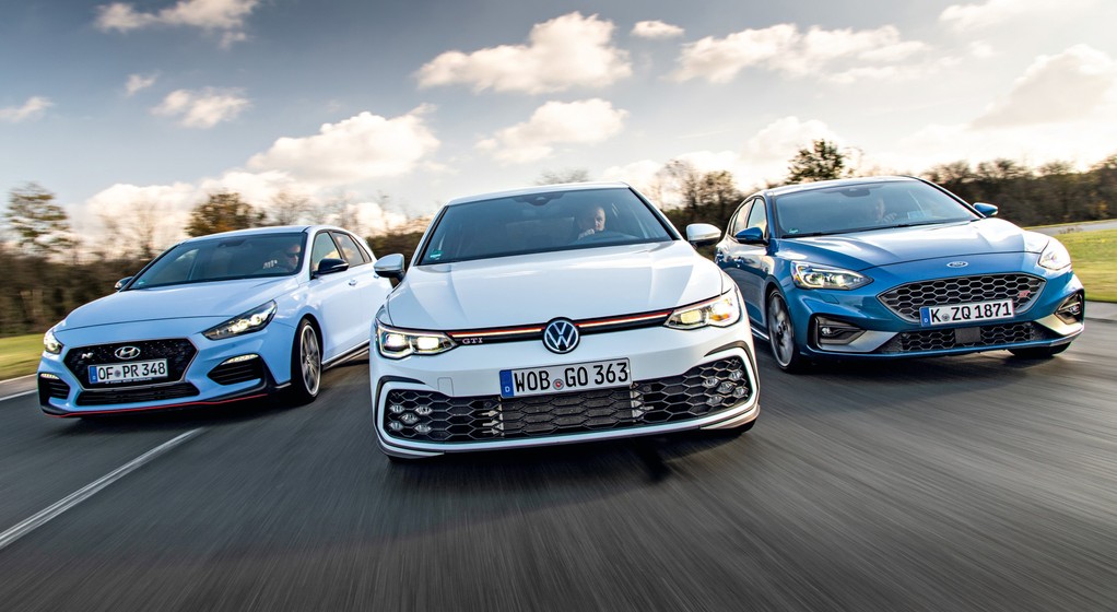 Ford Focus ST, Hyundai i30 N Performance i Volkswagen Golf GTI na Contidromie