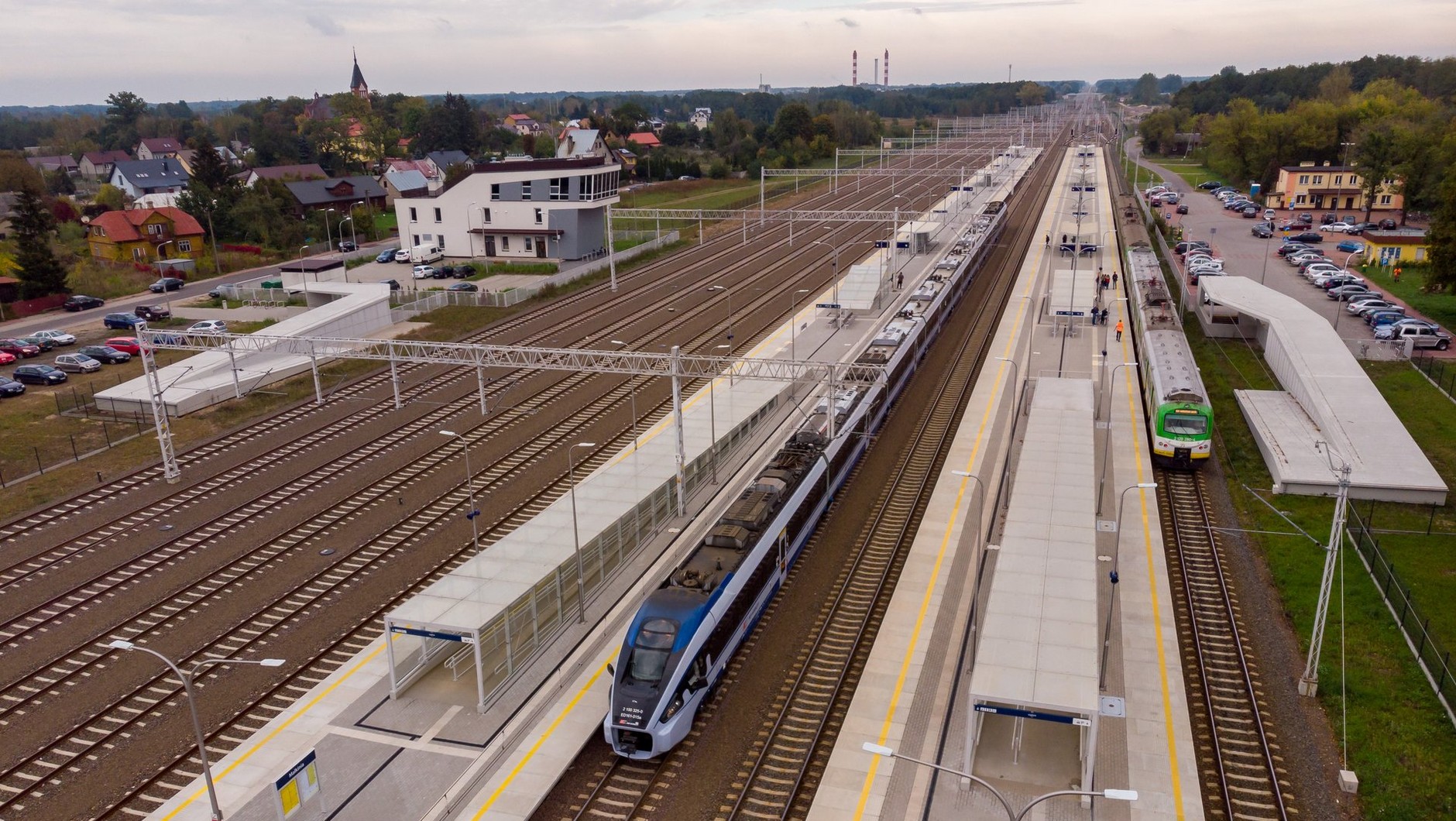 Widok z lotu ptaka na stację PKP Małkinia Górna
