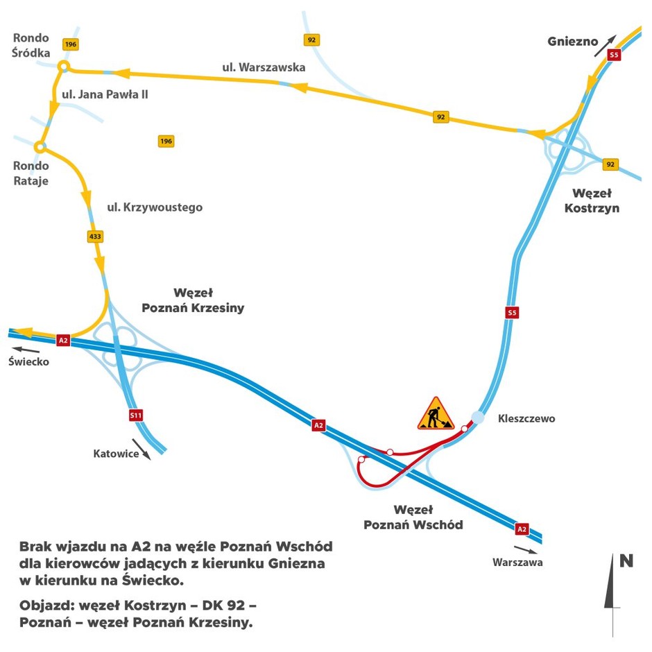 Utrudnienia na trasie A2 i S5. Mapa objazdów
