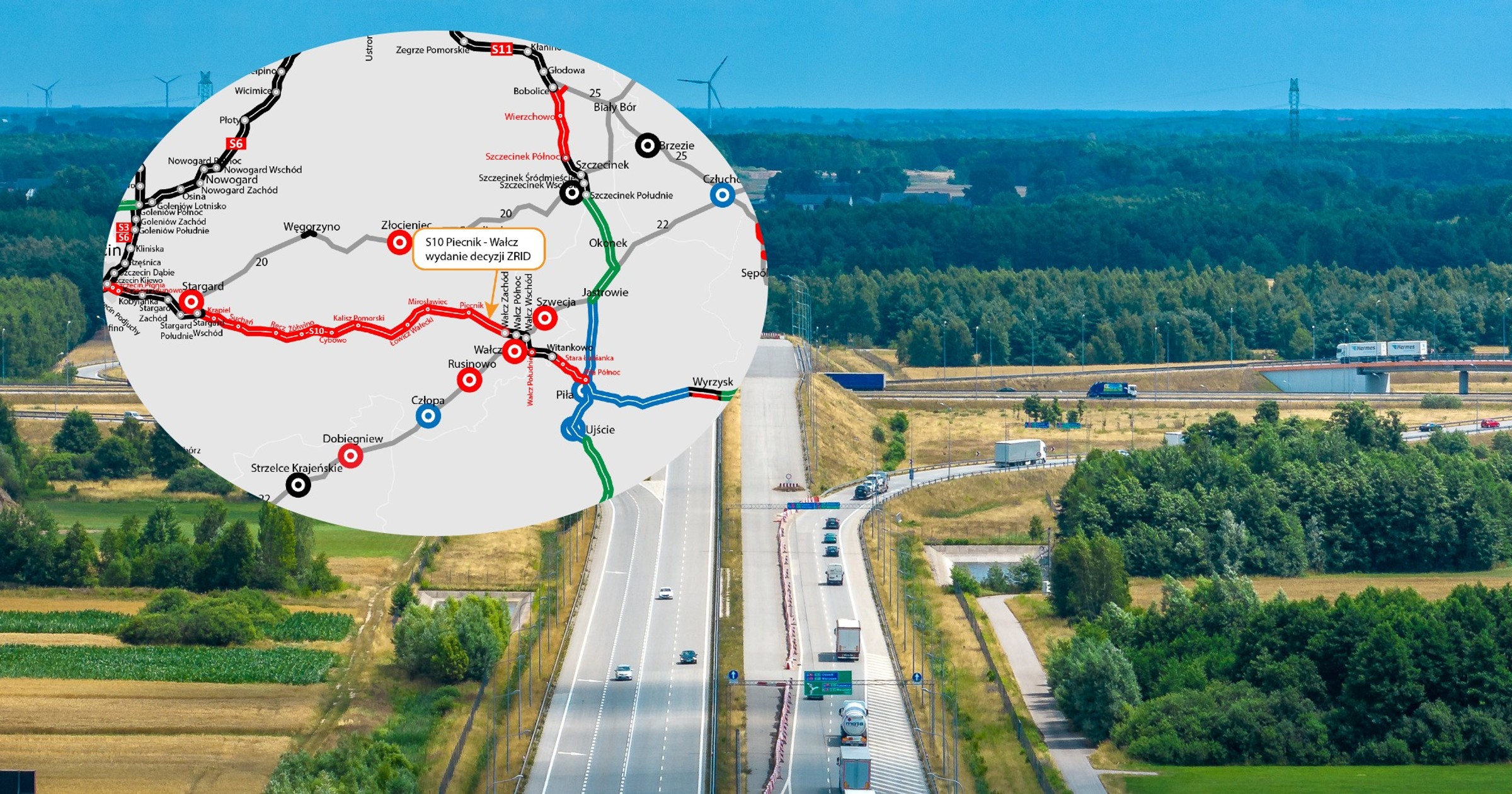 Droga S10 Piecnik-Wałcz - mapa