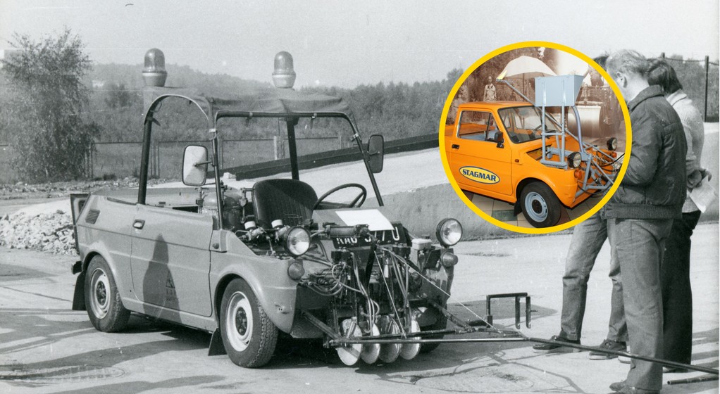 Malowanie jezdni. Fiat Maluch Pingwin