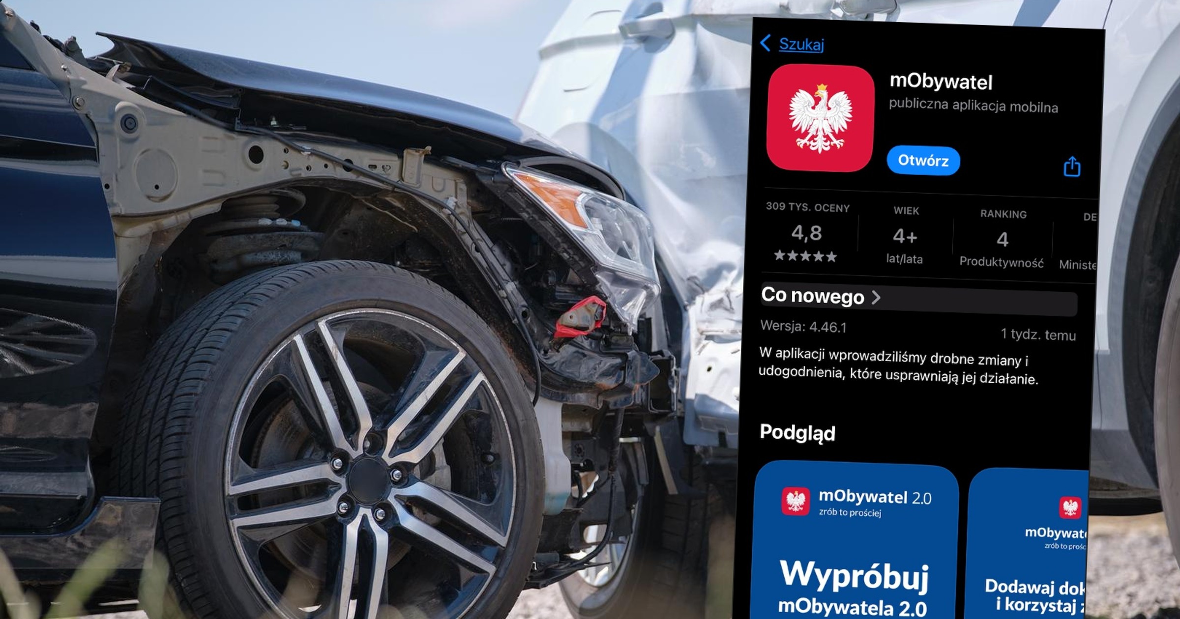 W 2025 r. w aplikacji mObywatel będzie można zgłaszać stłuczki samochodowe