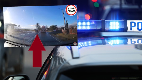 Niebezpieczne wyprzedzanie na skrzyżowaniu (fot. screen: Youtube/STOPCHAM)