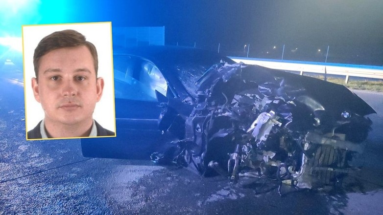 Sebastian Majtczak i miejsce wypadku na A1