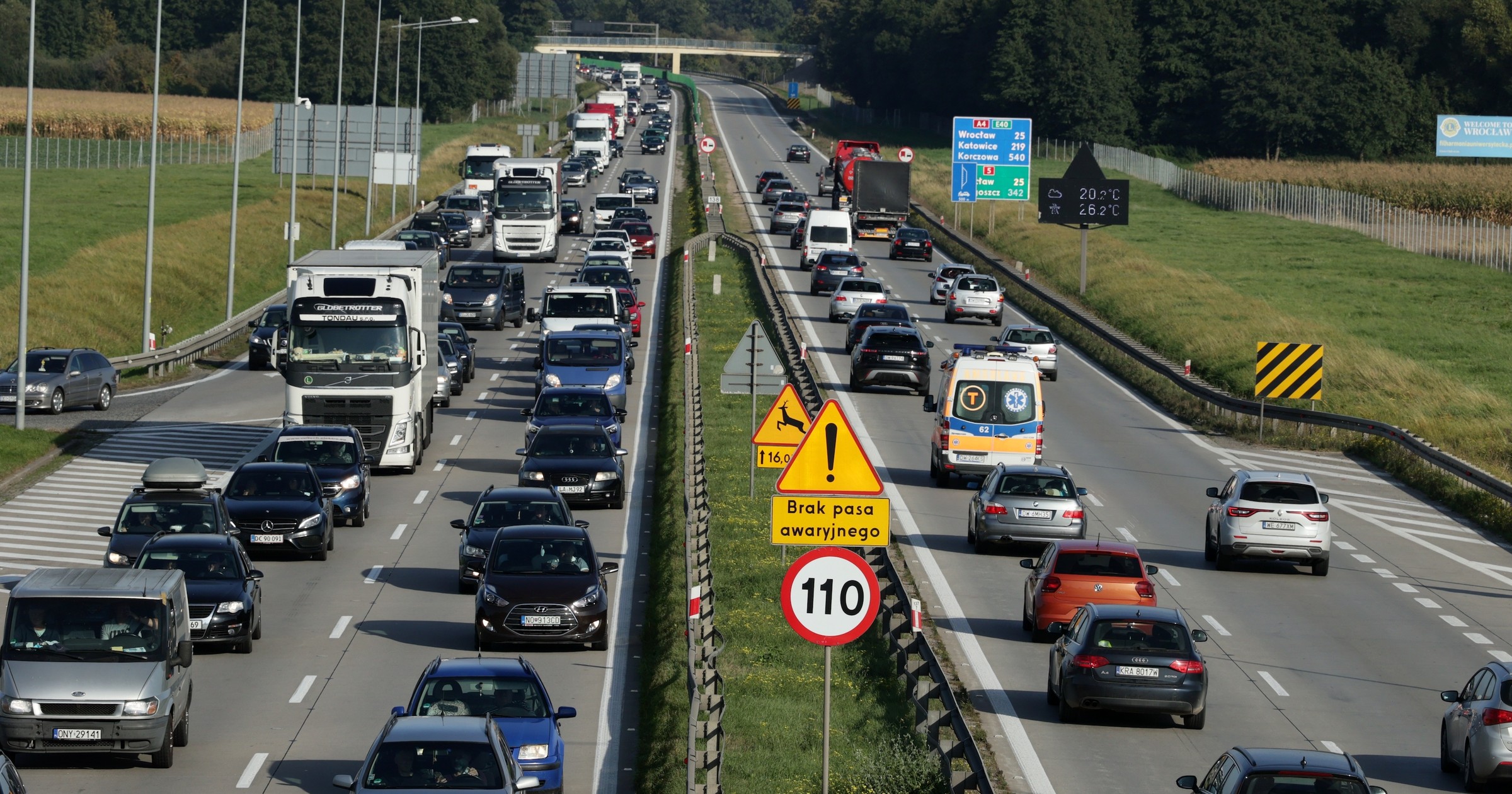 Autostrada A4 bez pasa awaryjnego