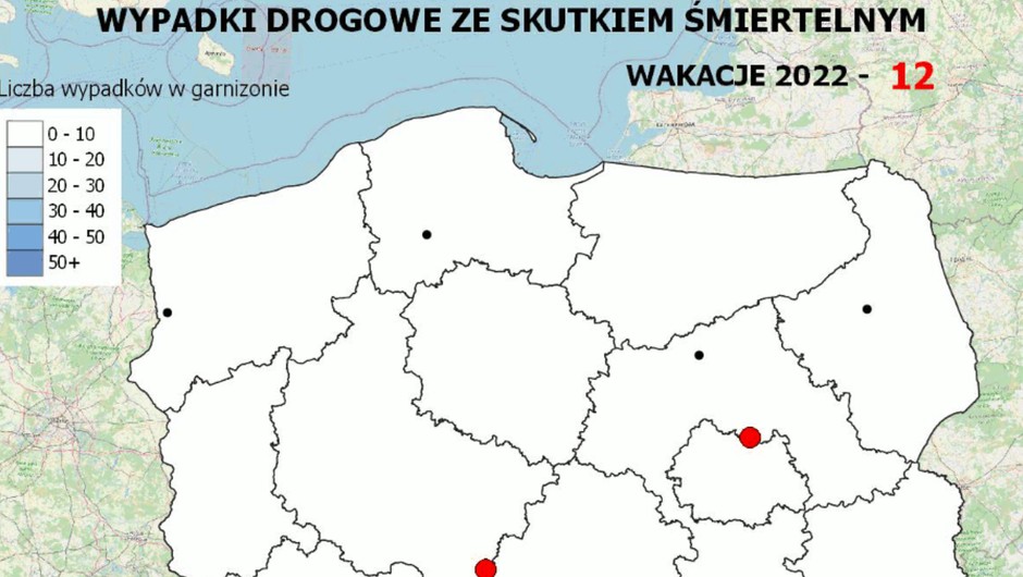 Policyjna mapa wypadków drogowych ze skutkiem śmiertelnym