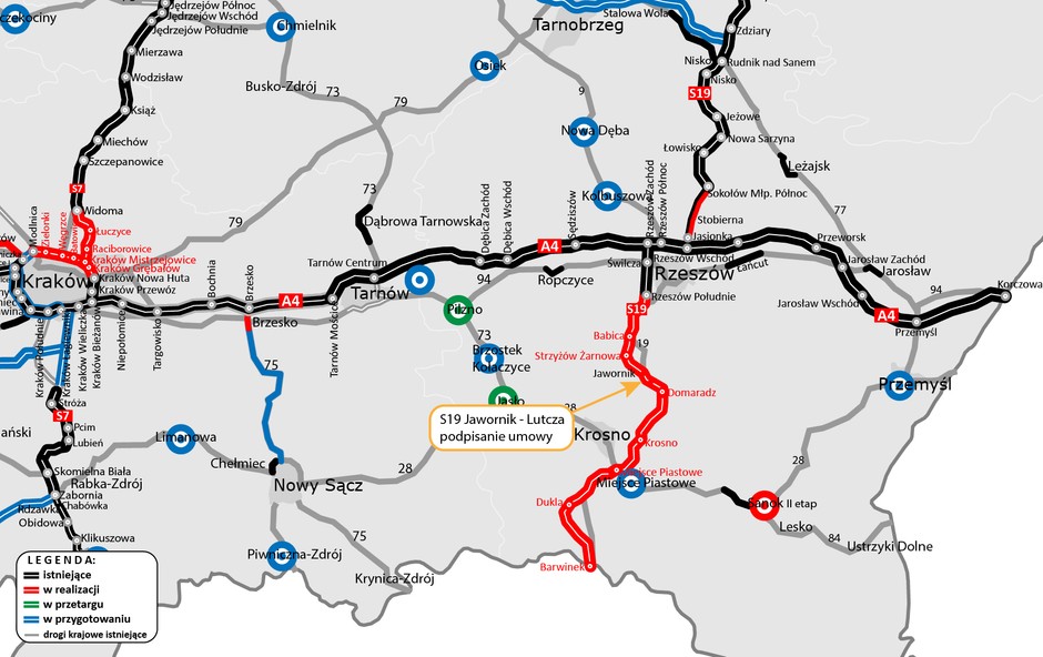 Mapa - S19 Jawornik — Lutcza