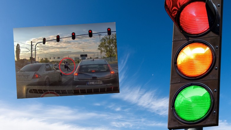 Młoda kobieta tańczyła na jednym z najruchliwszych skrzyżowań w Łodzi