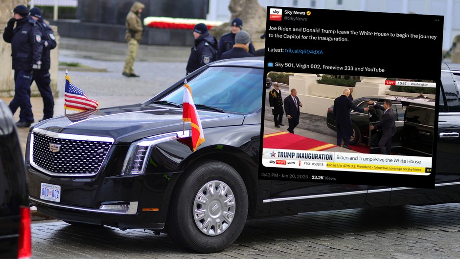 Joe Biden i Donald Trump razem w "Bestii". To istna forteca na kołach (fot. screen: Twitter/SkyNews)