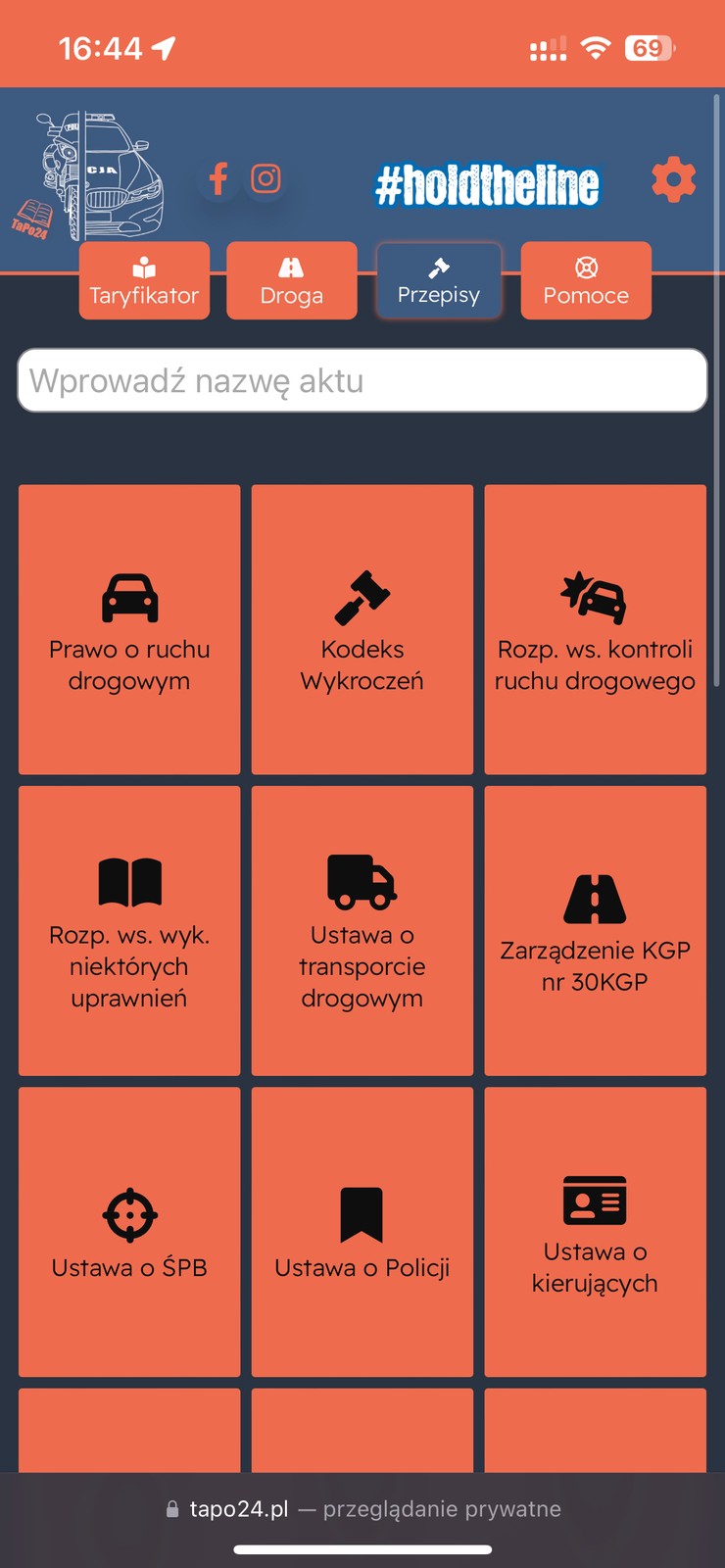 Aplikacja TaPo24 w urządzeniu iOS