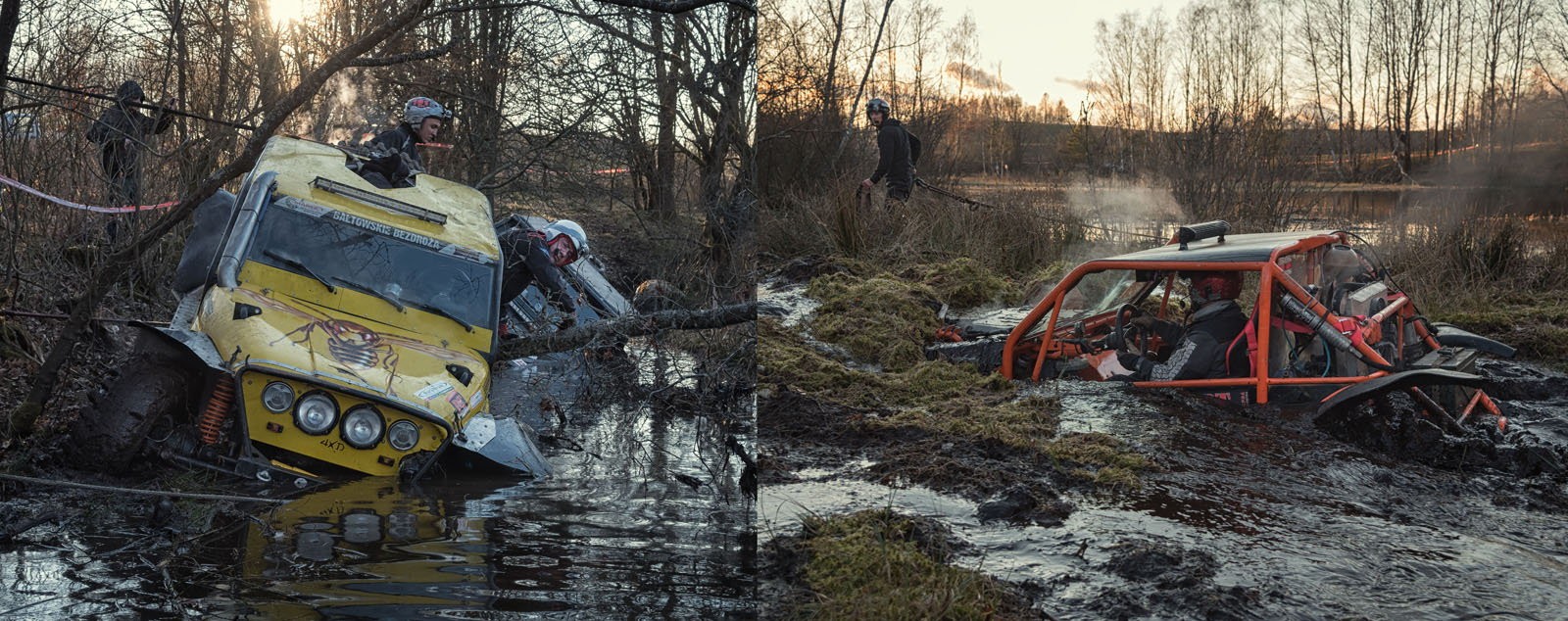 Poland Trophy 2015 w Bobolicach: było też błoto. Pokonanie niektórych prób wydaje się niemożliwe – są do tego potrzebne mocne wyciągarki mechaniczne.