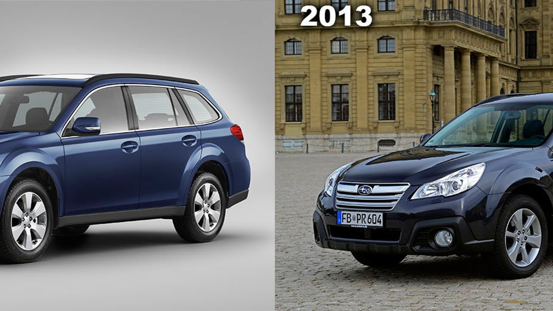 2009: debiut modeli; 2013: nieco zmieniona stylistyka Outbacka.