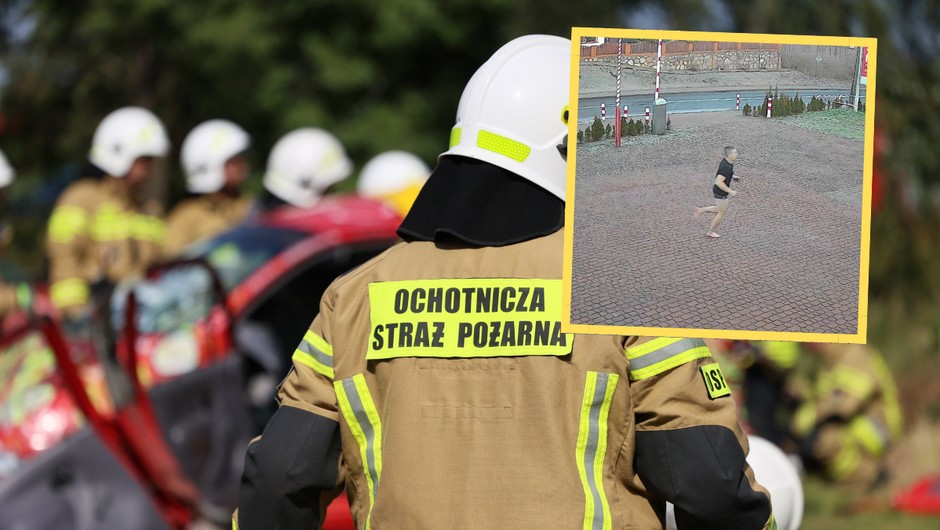 Strażak w Brdowa pobiegł boso do akcji (screen: Facebook/OSP w Brdowie)