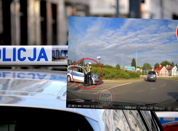 Hitowe nagranie w sieci. Policjanci "obściskują się" na rondzie [WIDEO]