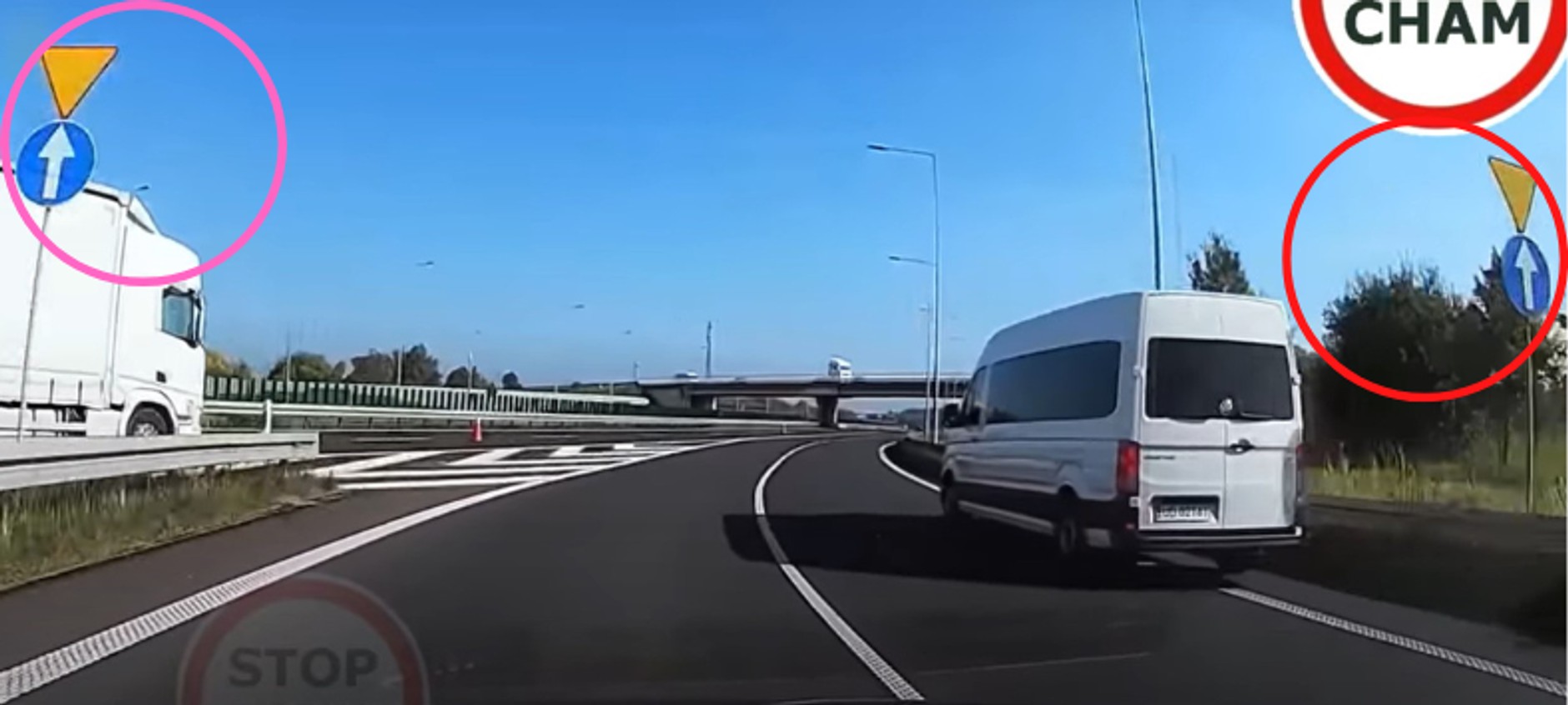 Co oznaczają te znaki na bezkolizyjnych rozjazdach?
