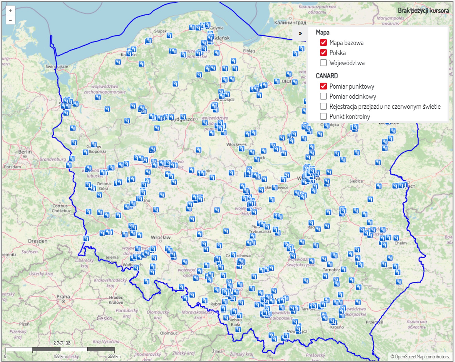 Aktualna mapa fotoradarów