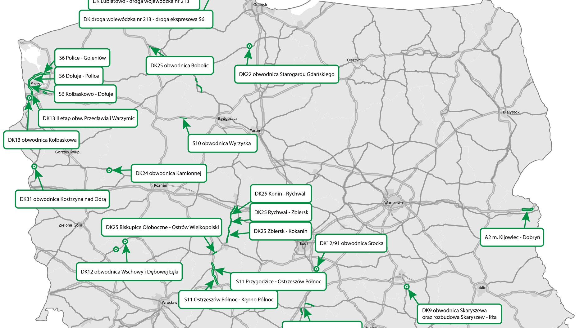 Nowe drogi w Polsce 2024 r.